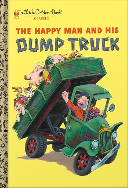 Fans of trucks and farm animals will love this classic Little Golden Book, from the same illustrator as Scuffy the Tugboat and Tootle. A happy man thrills a group of farm animals when he takes them for a joy ride in his dump truck. This book is a true classic, originally published in 1950 and illustrated by the beloved Tibor Gergely.
