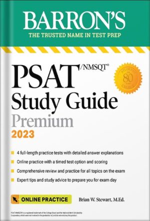 دانلود کتاب PSAT/NMSQT Study Guide, 2023: Comprehensive Review with 4 Practice Tests + an Online Timed Test Option (Barron's Test Prep) Second Edition by Brian W. Stewart M.Ed.